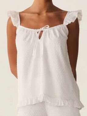 Petite Plume Women's Swiss Dots Celeste Camisole in White NWT (NO SHORTS) Small